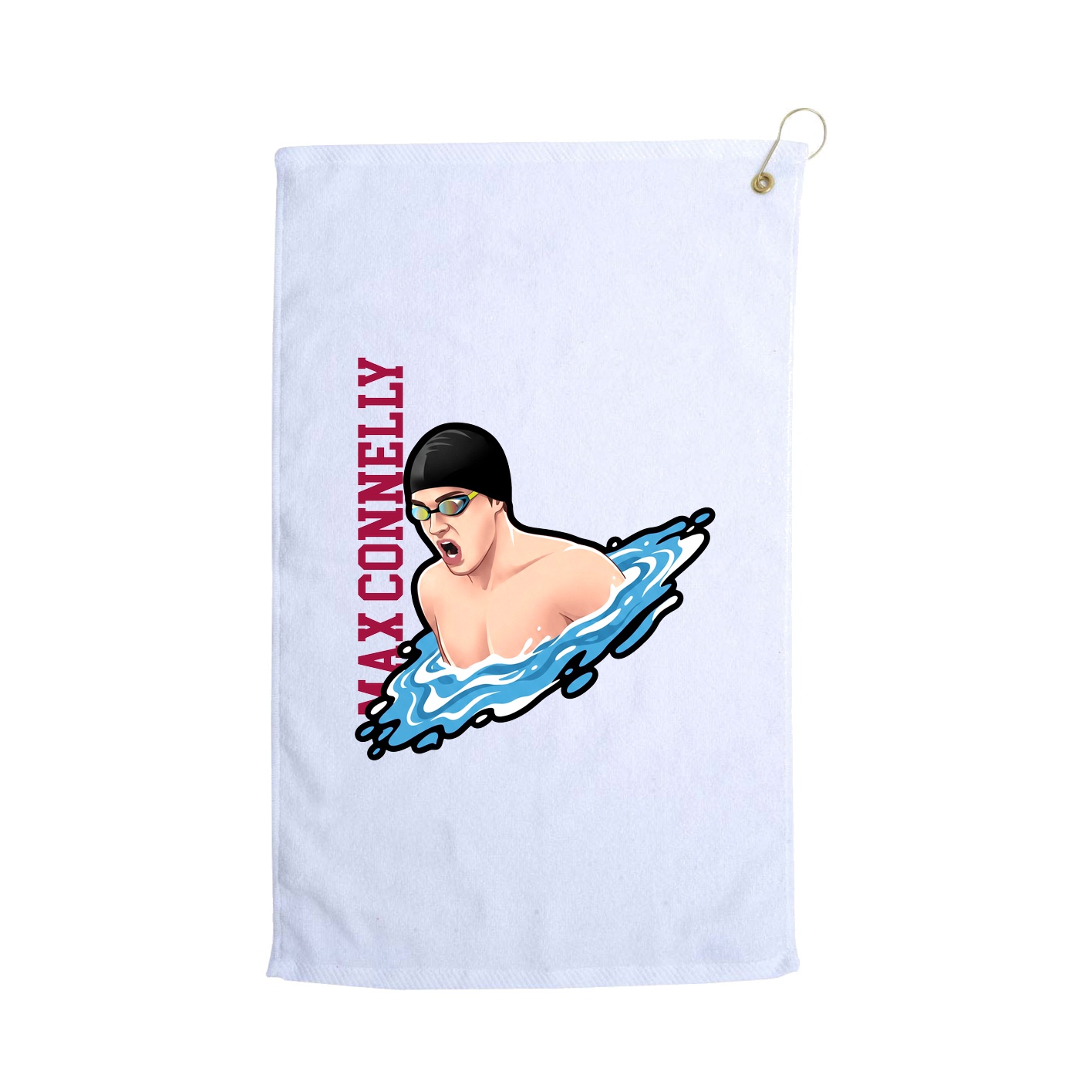 Golf Towel — Name Vertical in White