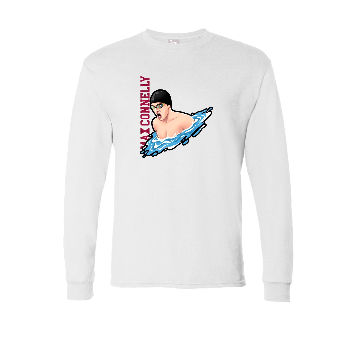 Long Sleeve Tee — Name Vertical in White