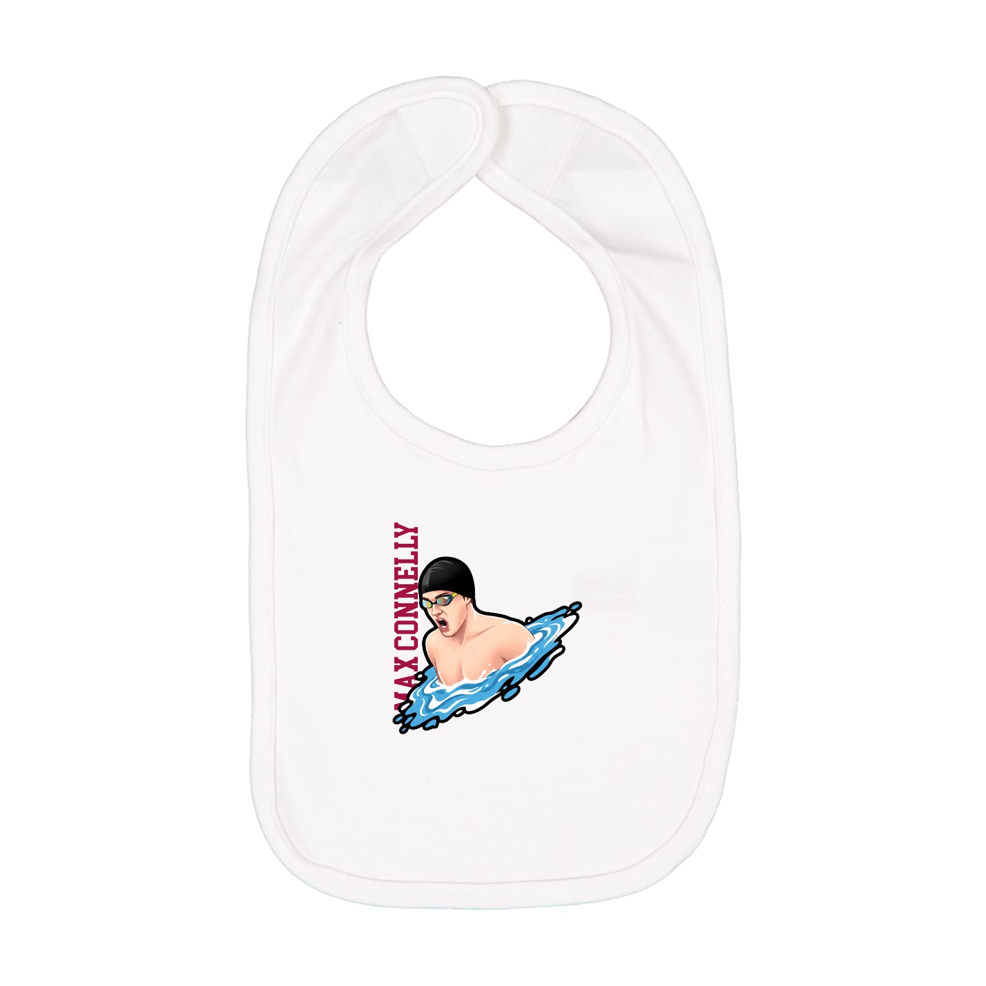 Infant Bib — Name Vertical in White