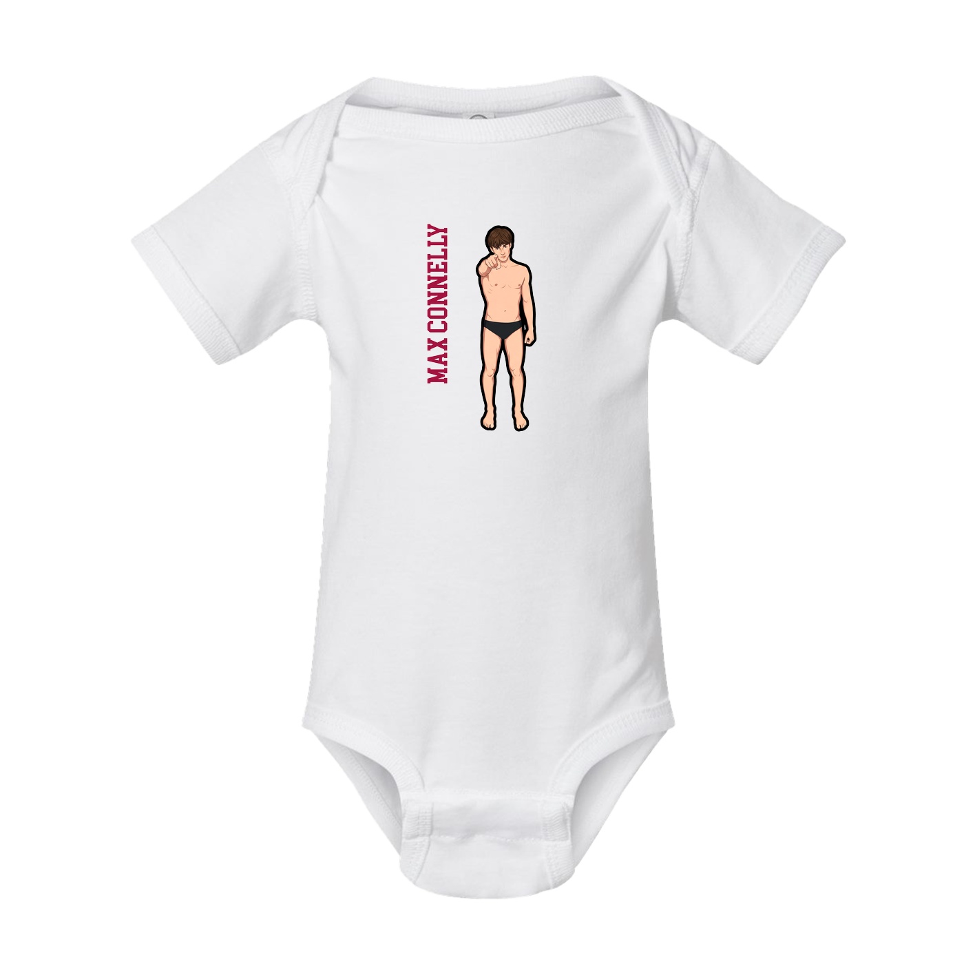 Baby Onesie — Name Vertical in White