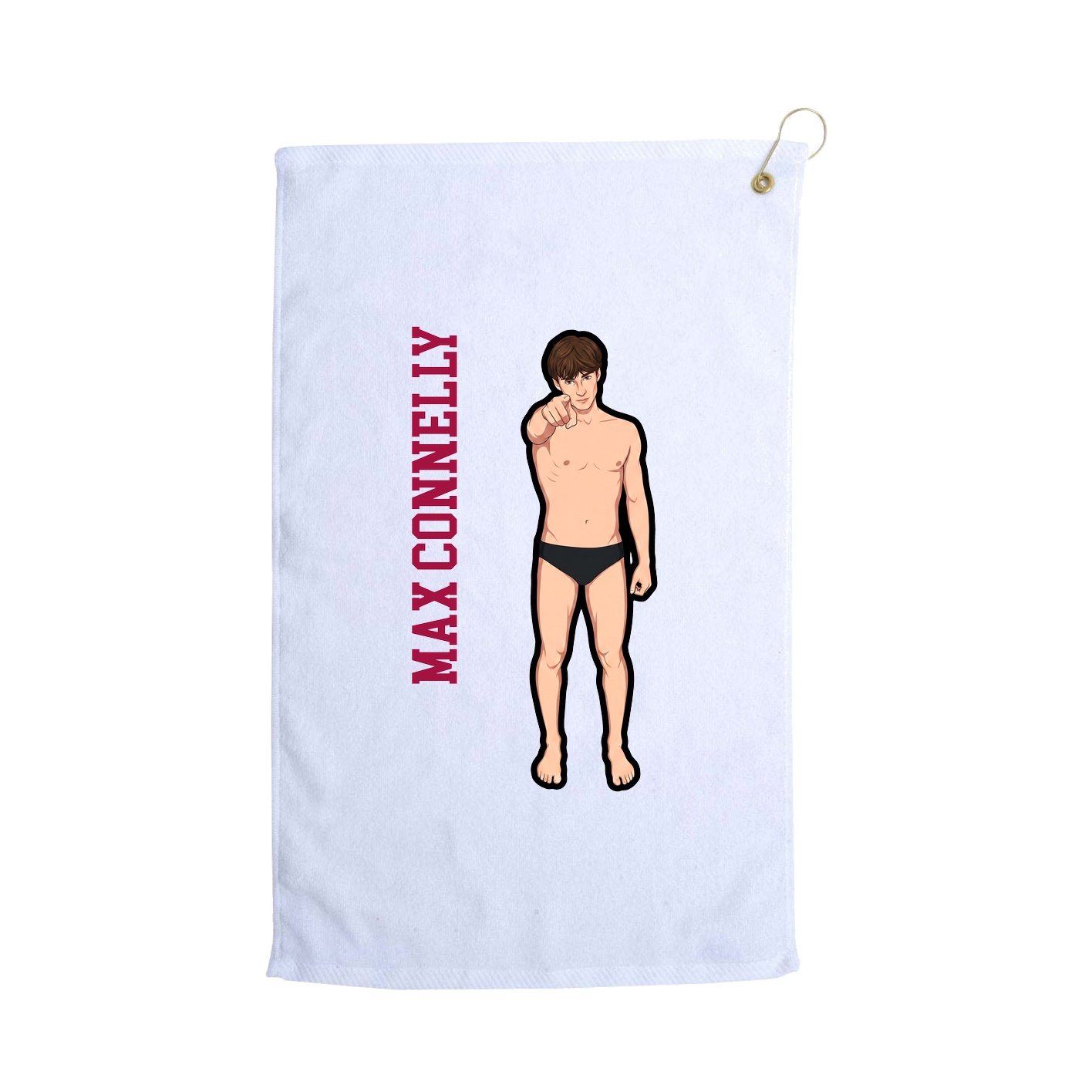 Golf Towel — Name Vertical in White