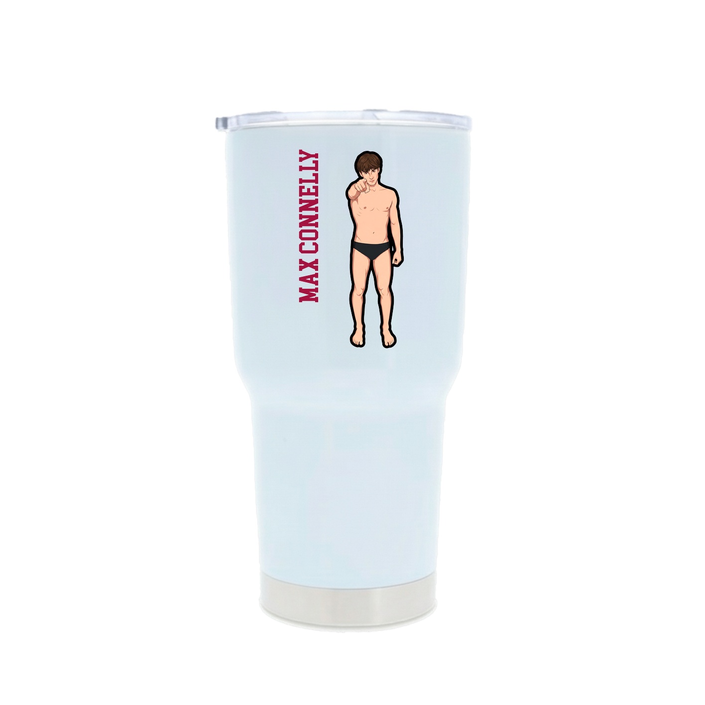 30oz Stainless Steel Tumbler — Name Vertical in White