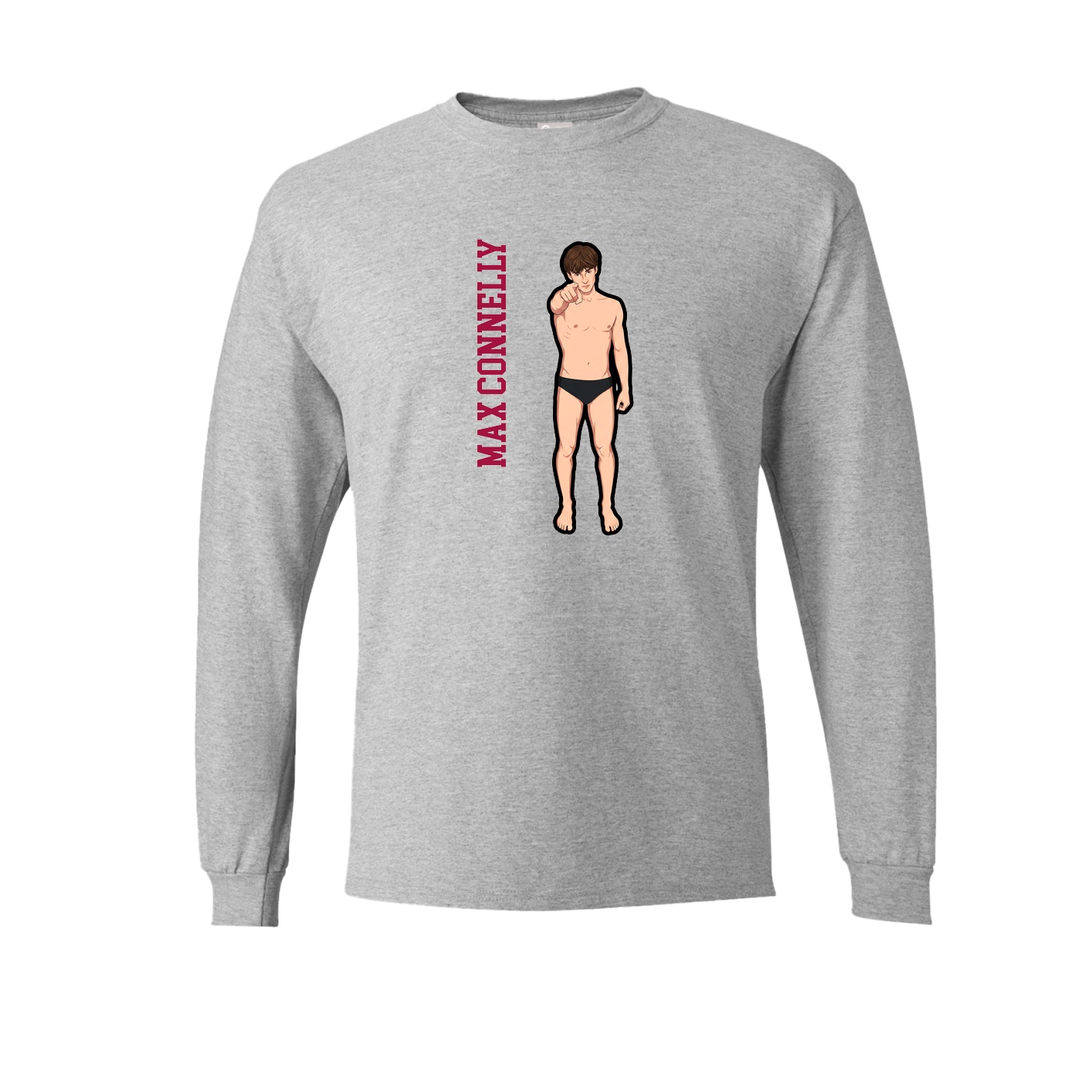 Long Sleeve Tee — Name Vertical in Grey