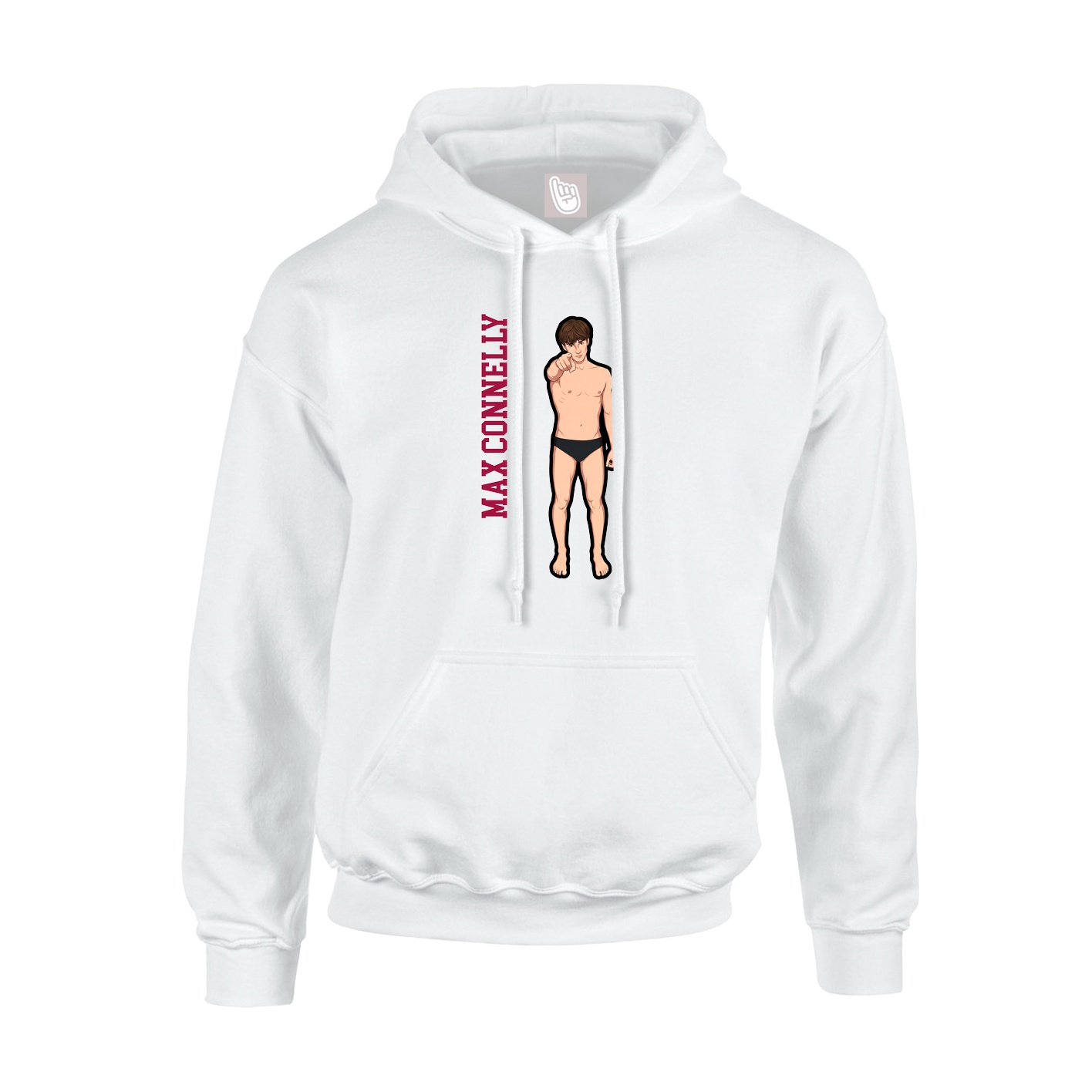 Youth Hoodie — Name Vertical in White