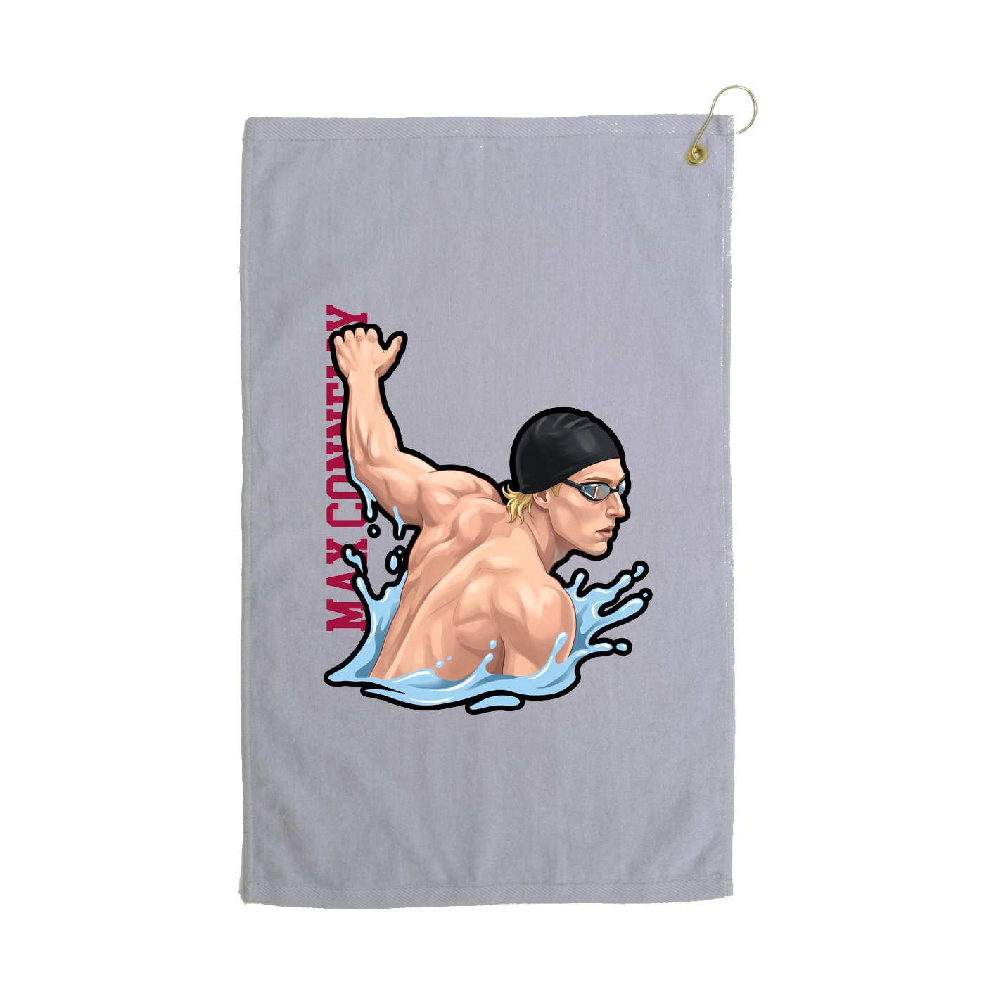 Golf Towel — Name Vertical in Grey