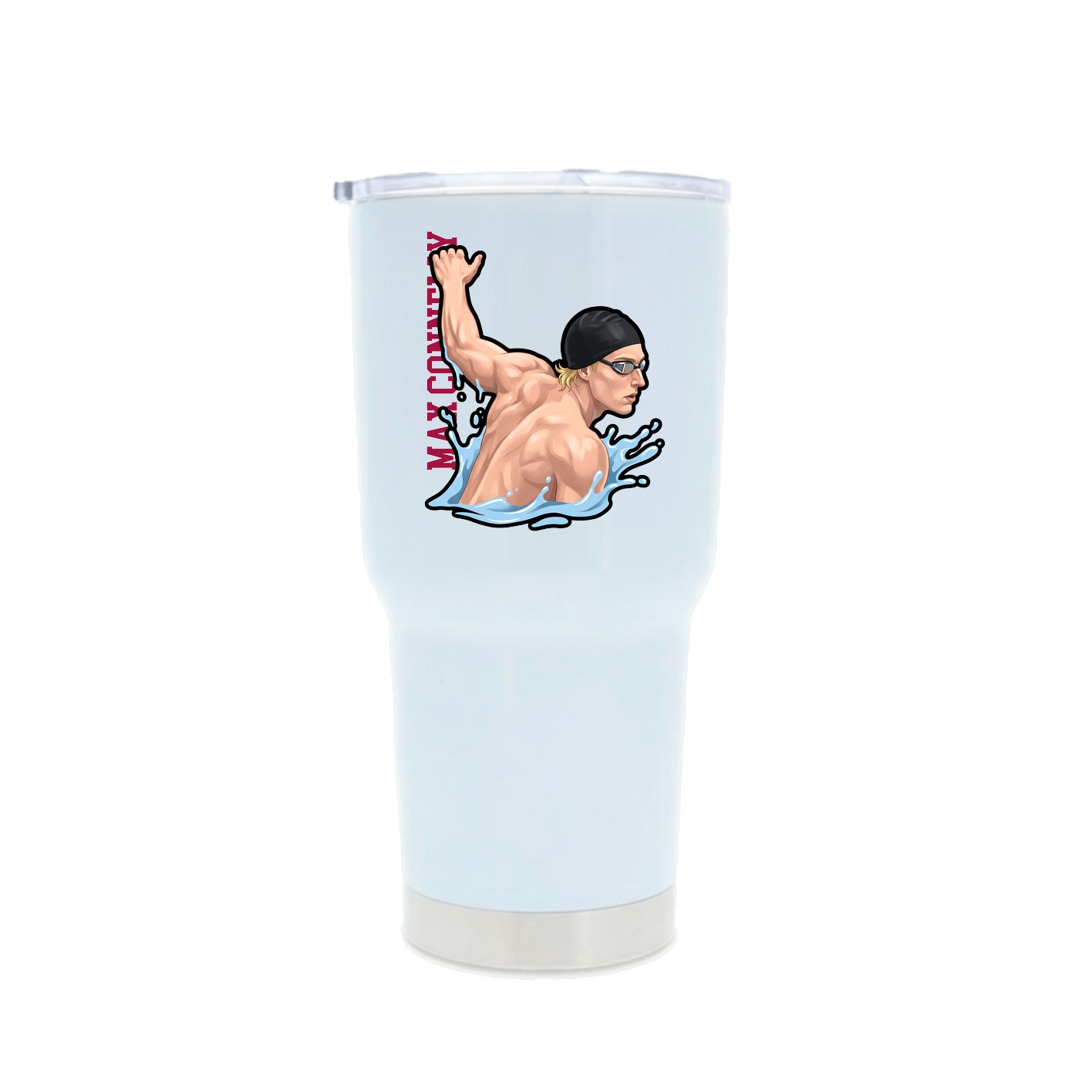 30oz Stainless Steel Tumbler — Name Vertical in White