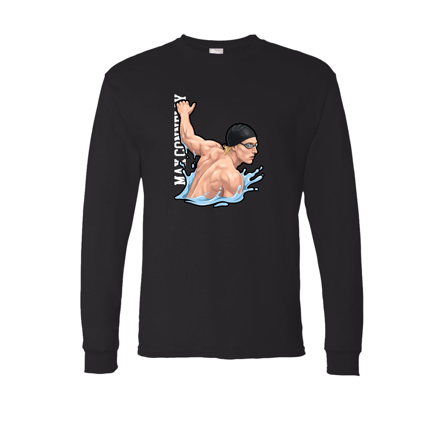 Long Sleeve Tee — Name Vertical in Black