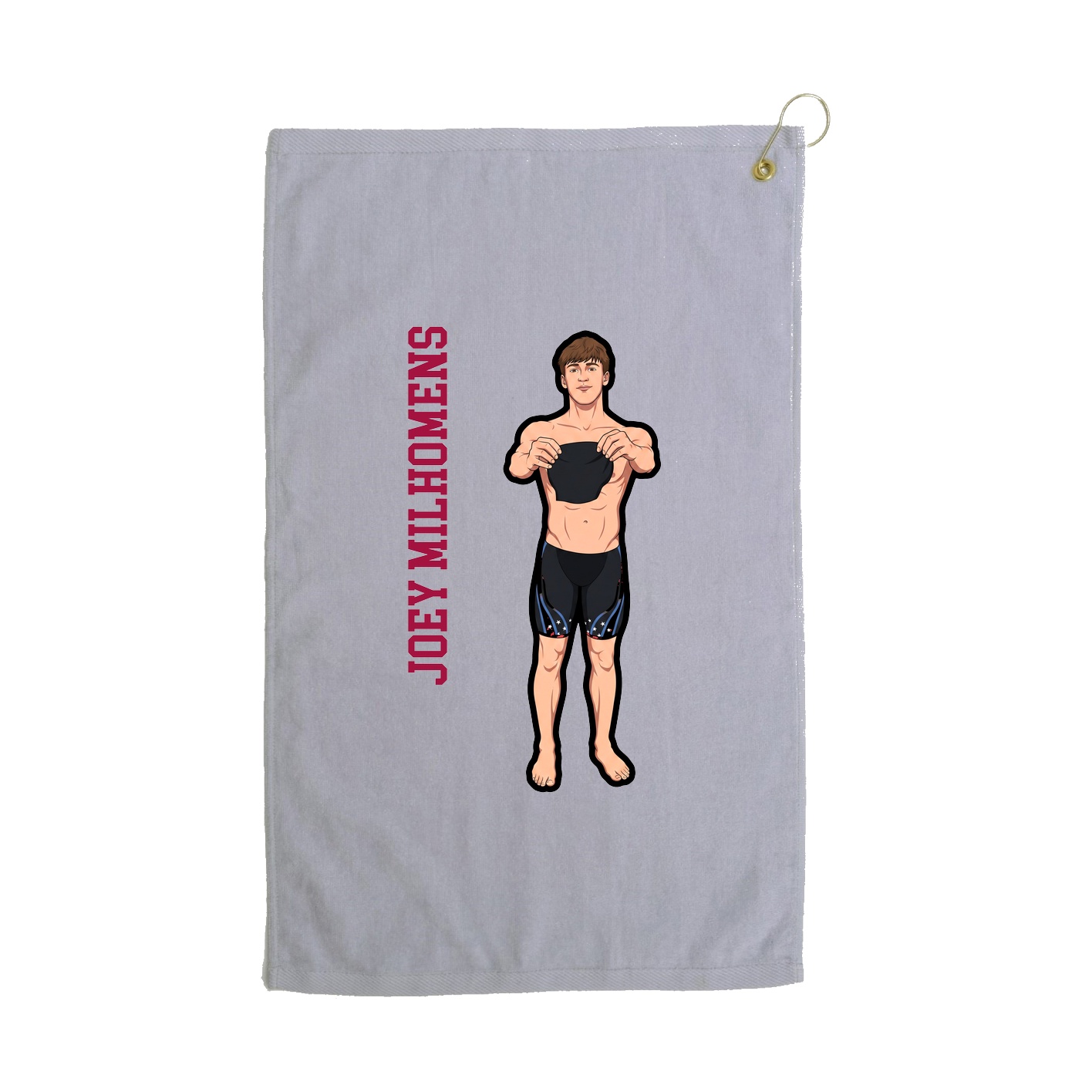 Golf Towel — Name Vertical in Grey