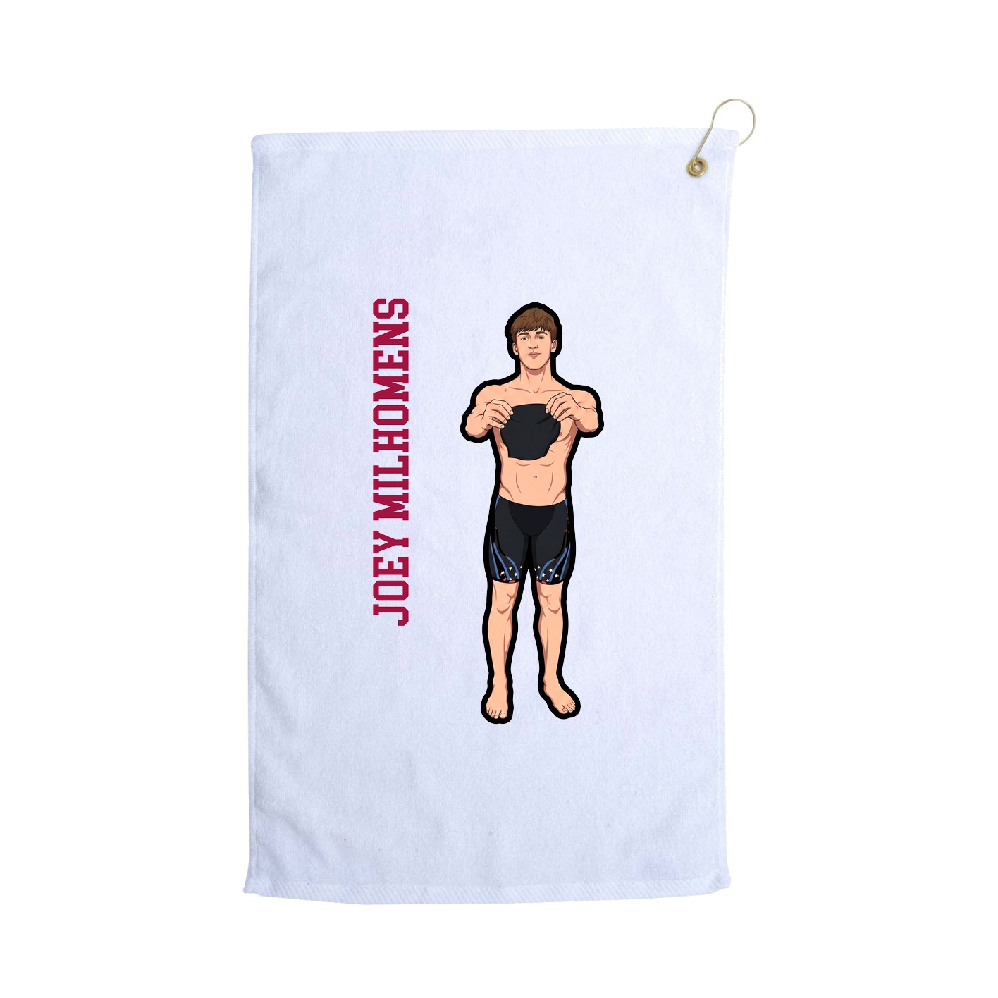 Golf Towel — Name Vertical in White