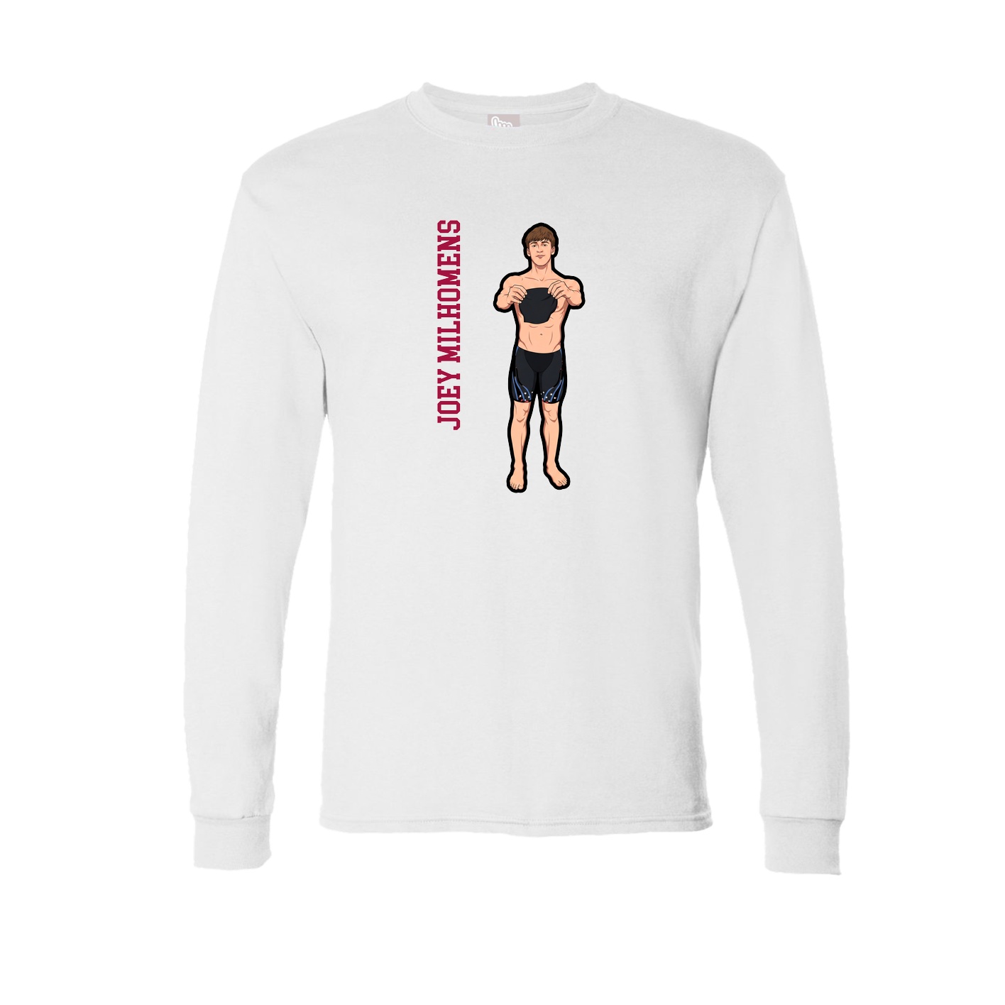 Long Sleeve Tee — Name Vertical in White