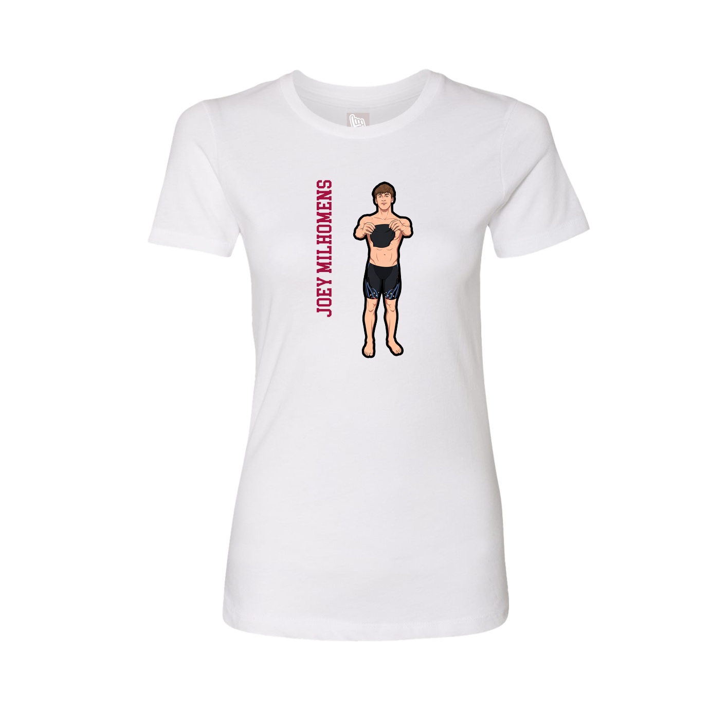 Womens Tee — Name Vertical in White