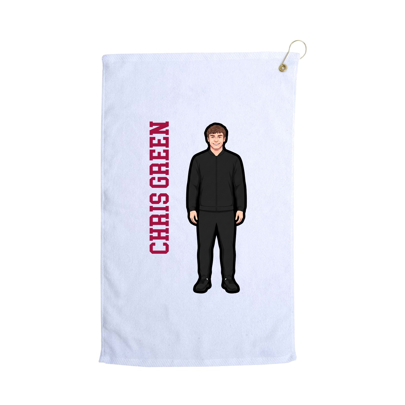 Golf Towel — Name Vertical in White