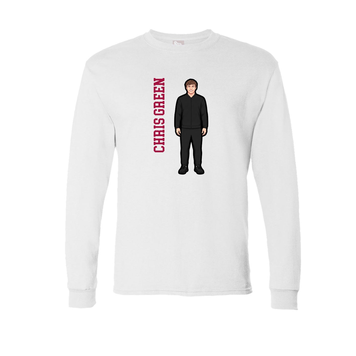 Long Sleeve Tee — Name Vertical in White