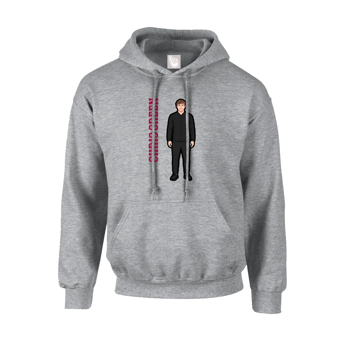 Youth Hoodie — Name Vertical in Grey