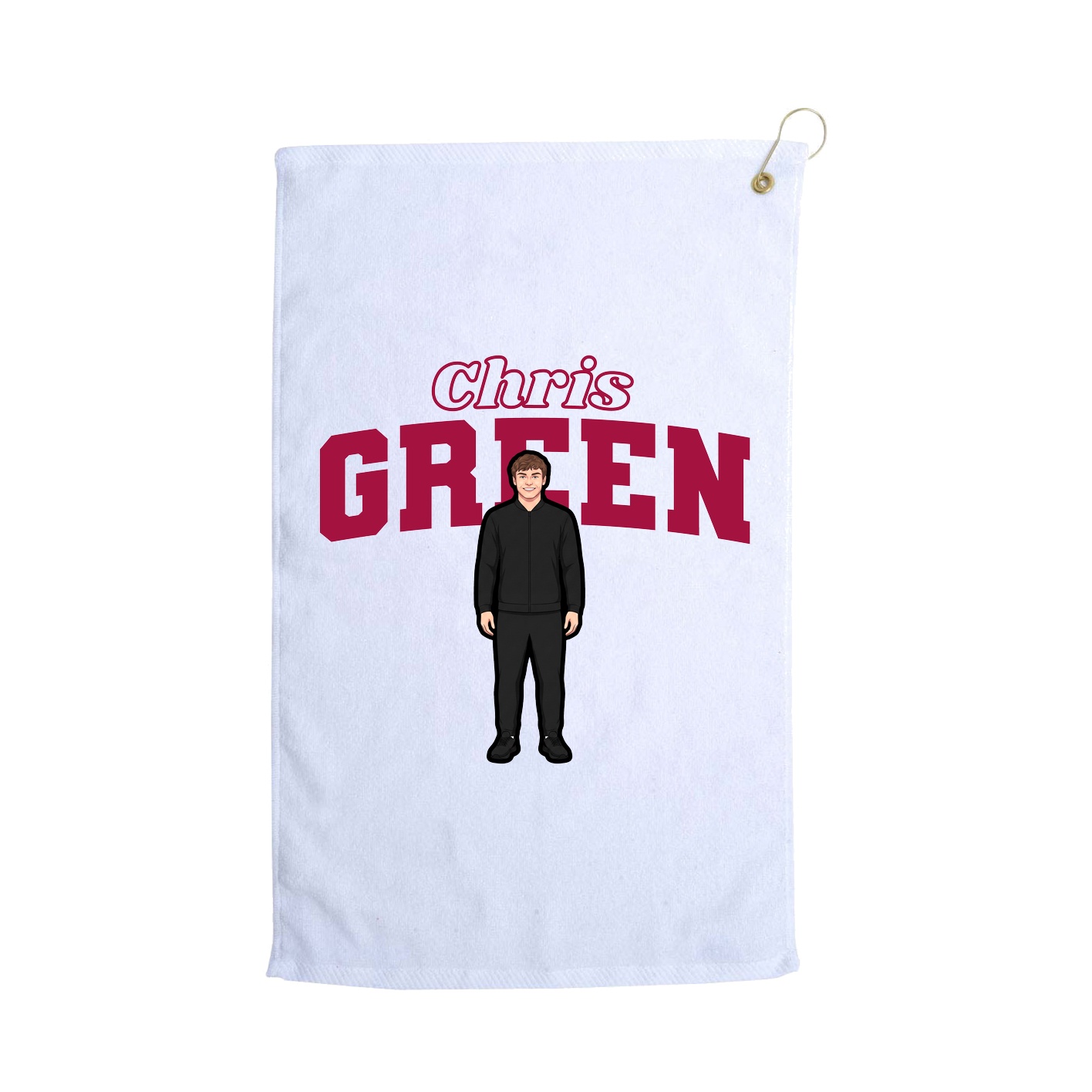 Golf Towel — Name Arch in White