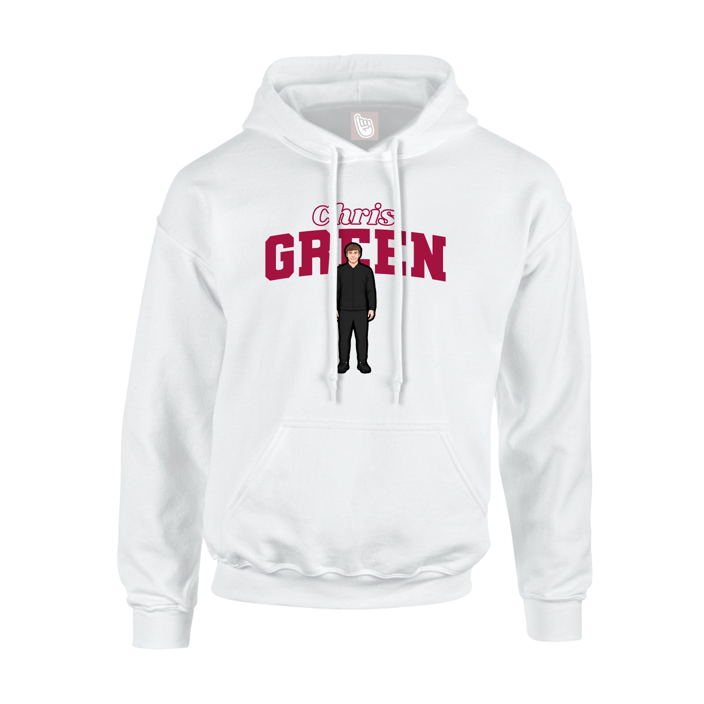 Youth Hoodie — Name Arch in White