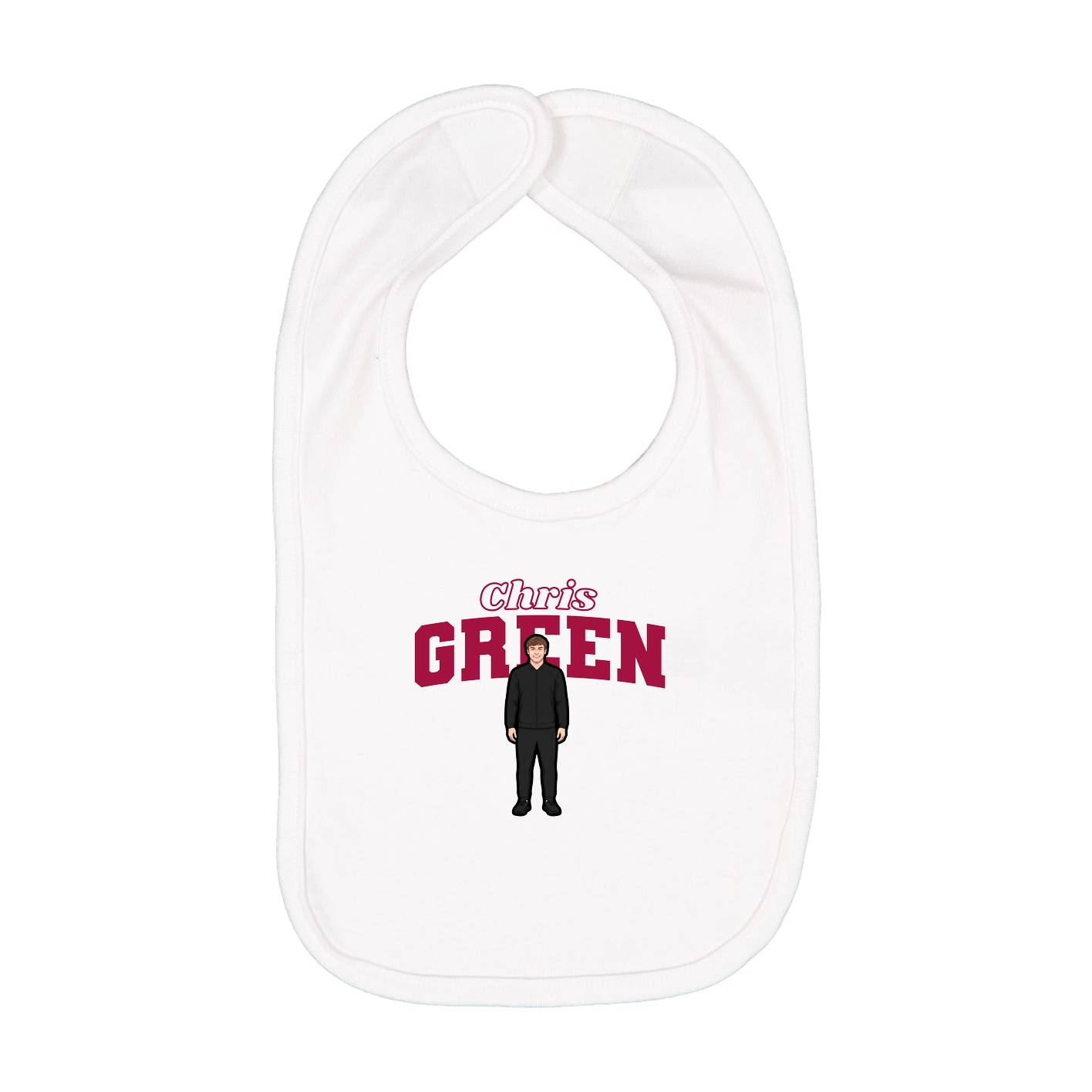 Infant Bib — Name Arch in White