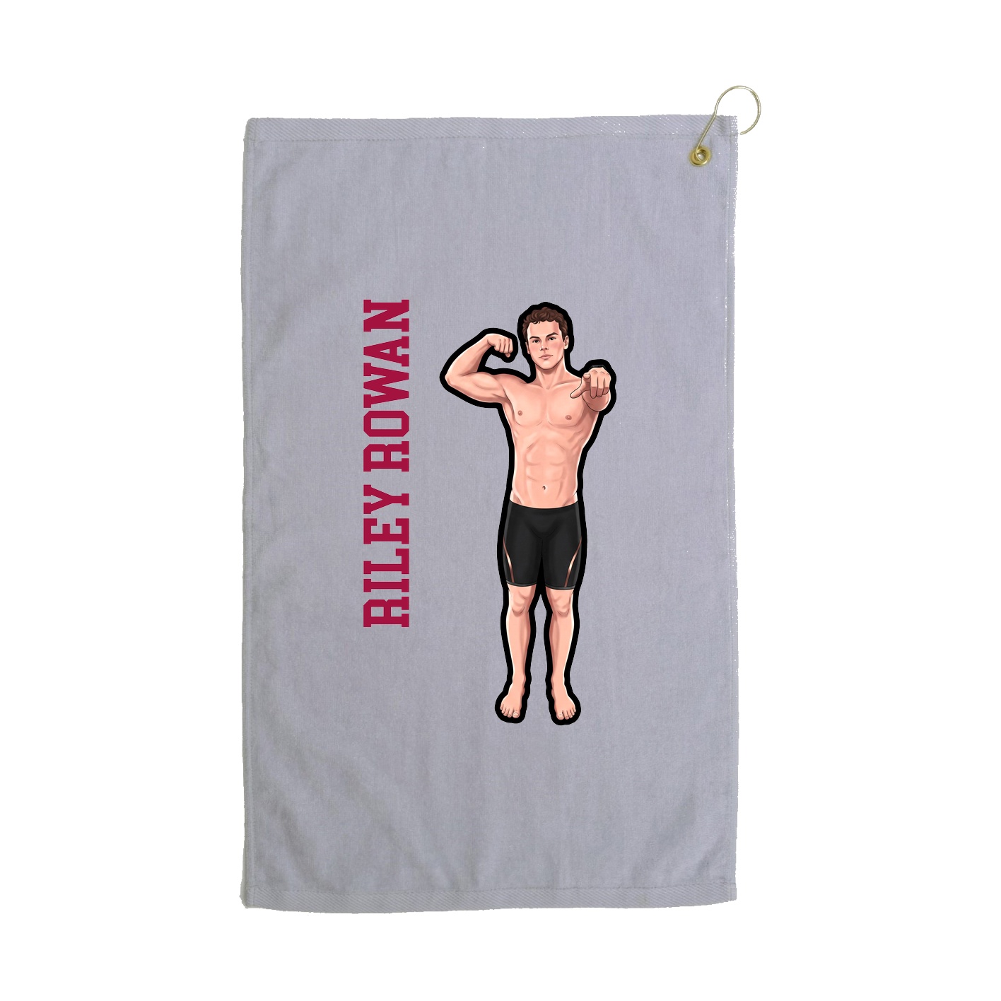 Golf Towel — Name Vertical in Grey