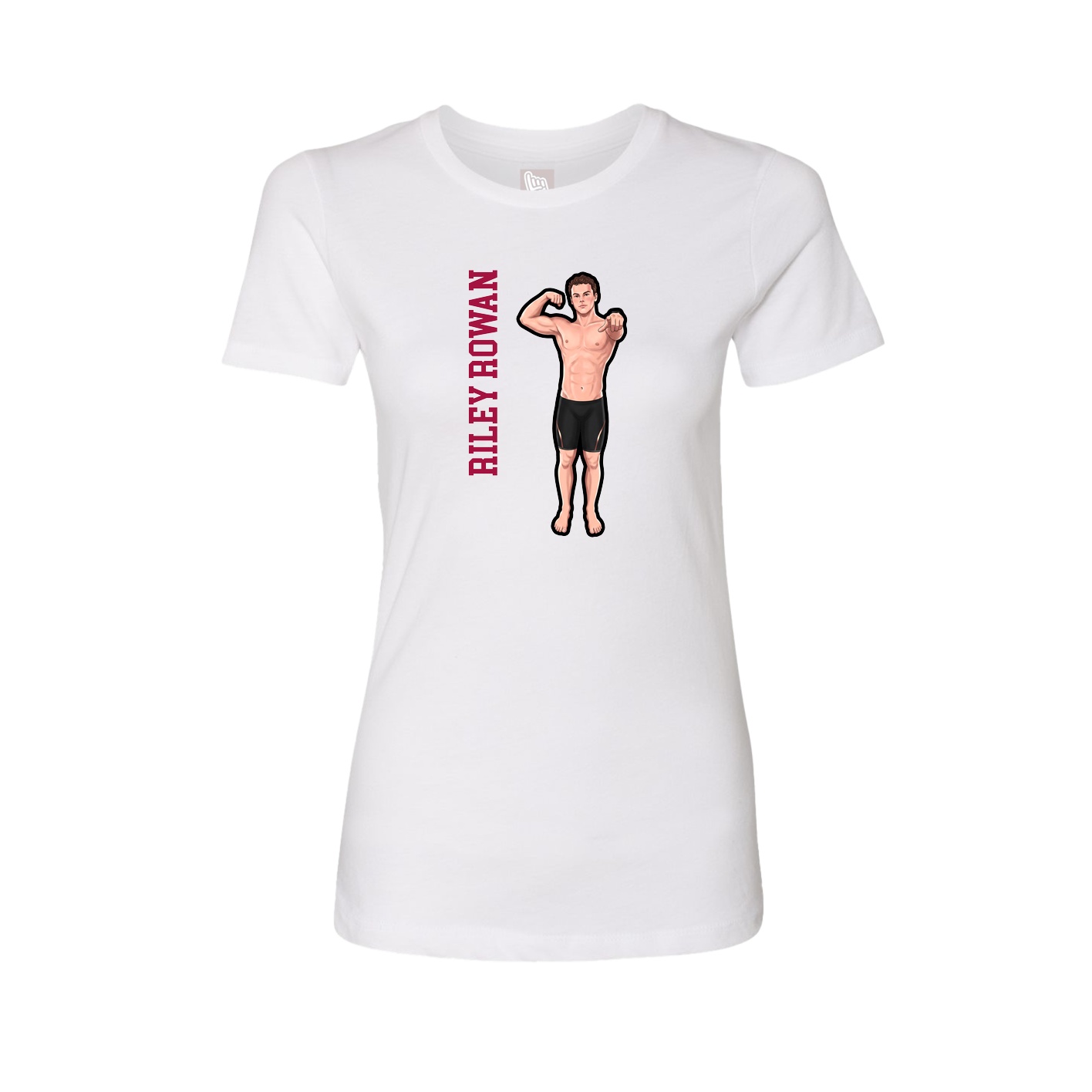 Fitted Women's Tee — Name Vertical in White