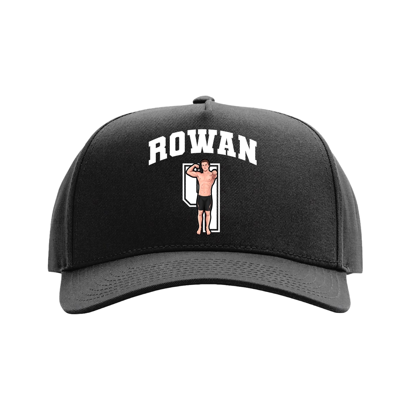 Full Fabric Five-Panel Champ Cap — Number in Black
