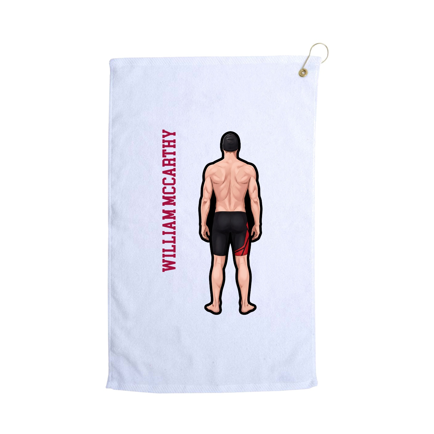 Golf Towel — Name Vertical in White