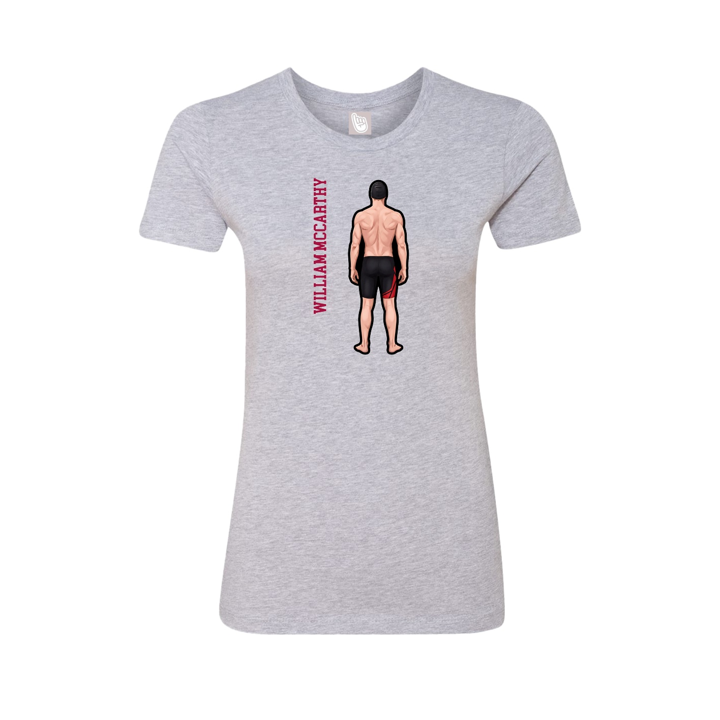 Fitted Women's Tee — Name Vertical in Grey