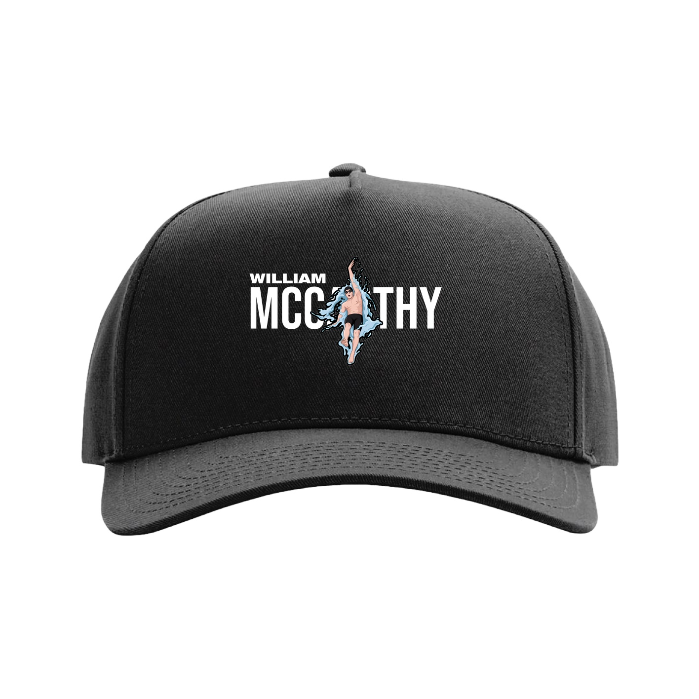 Full Fabric Five-Panel Champ Cap — Player Name in Black