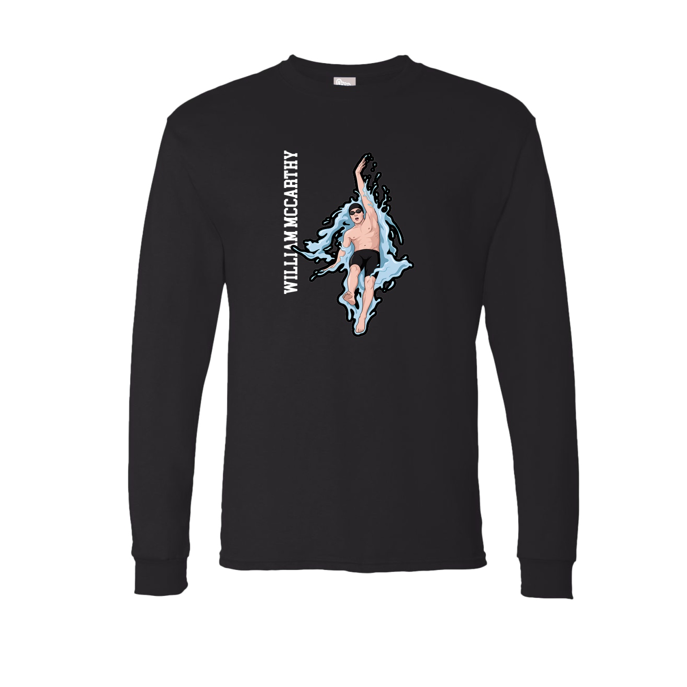Long Sleeve Tee — Name Vertical in Black