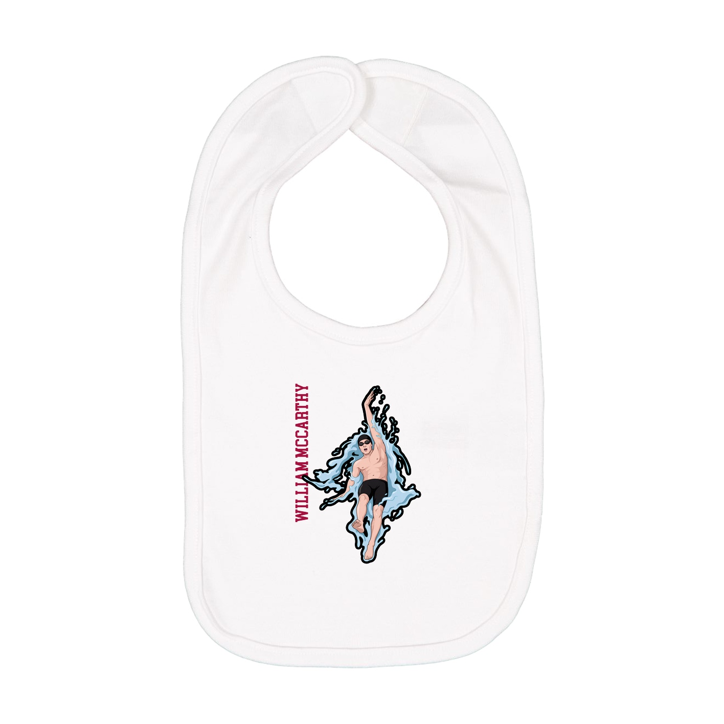 Infant Bib — Name Vertical in White