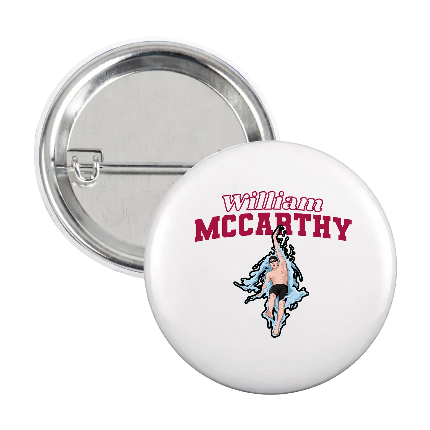 Game Day Button — Name Arch in White