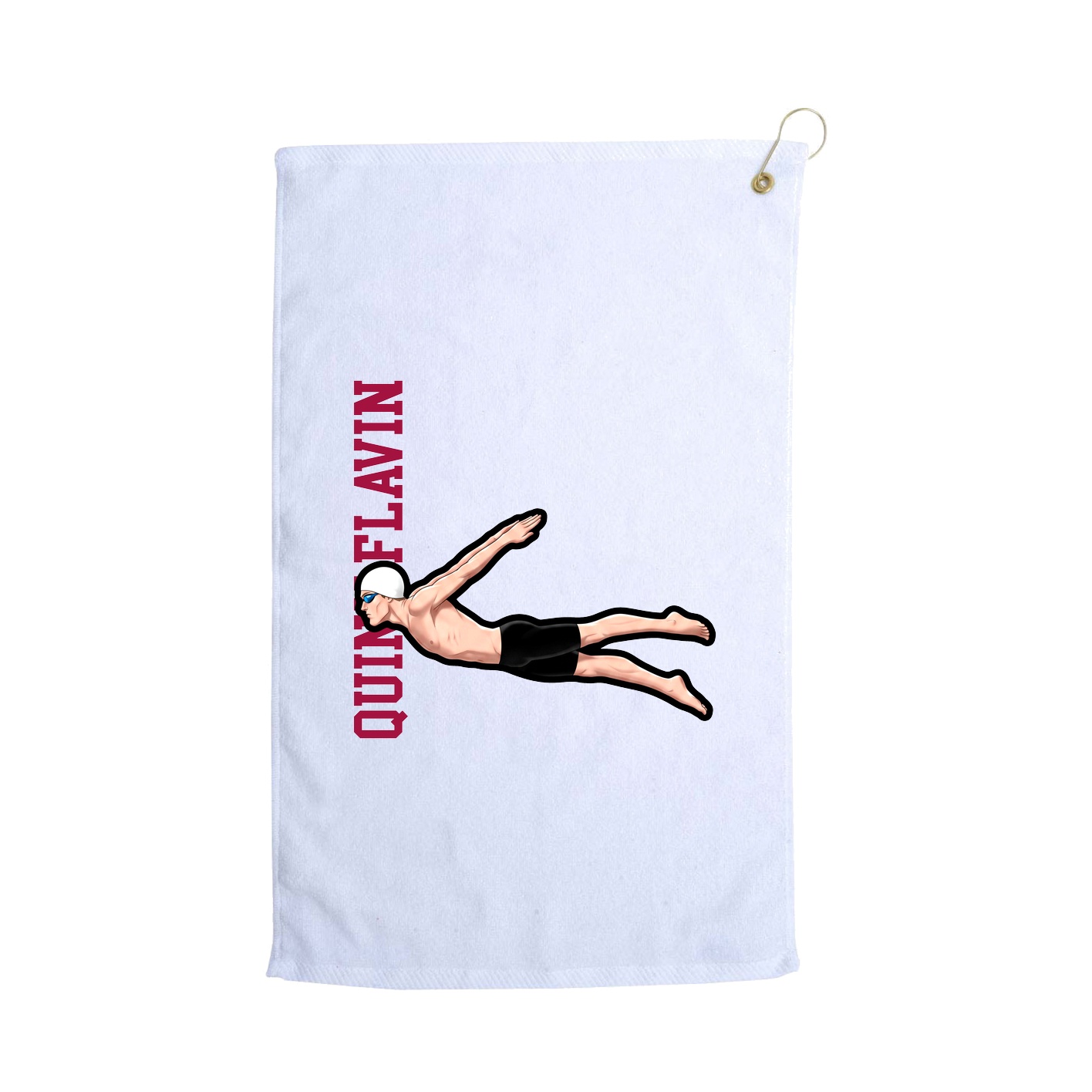 Golf Towel — Name Vertical in White