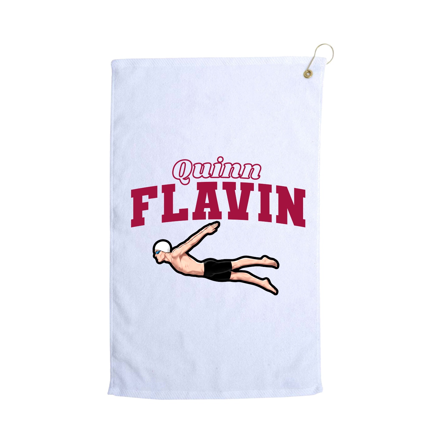 Golf Towel — Name Arch in White