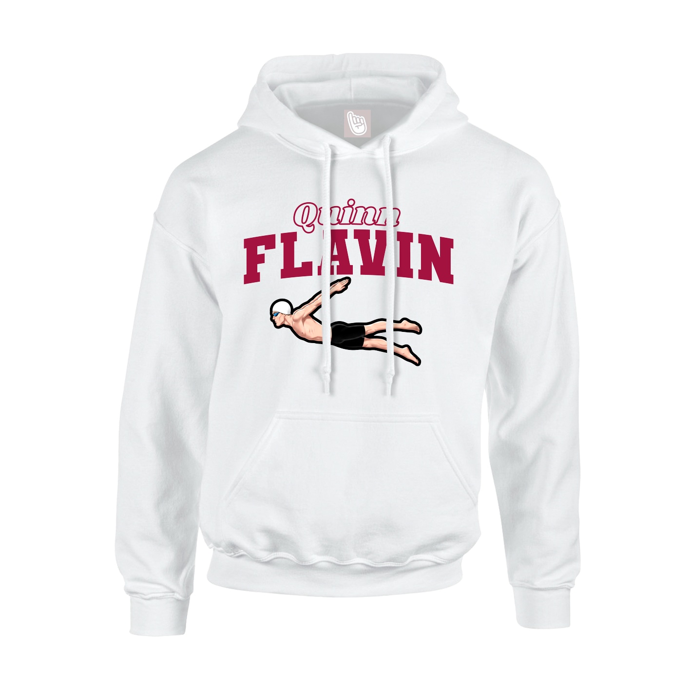 Youth Hoodie — Name Arch in White