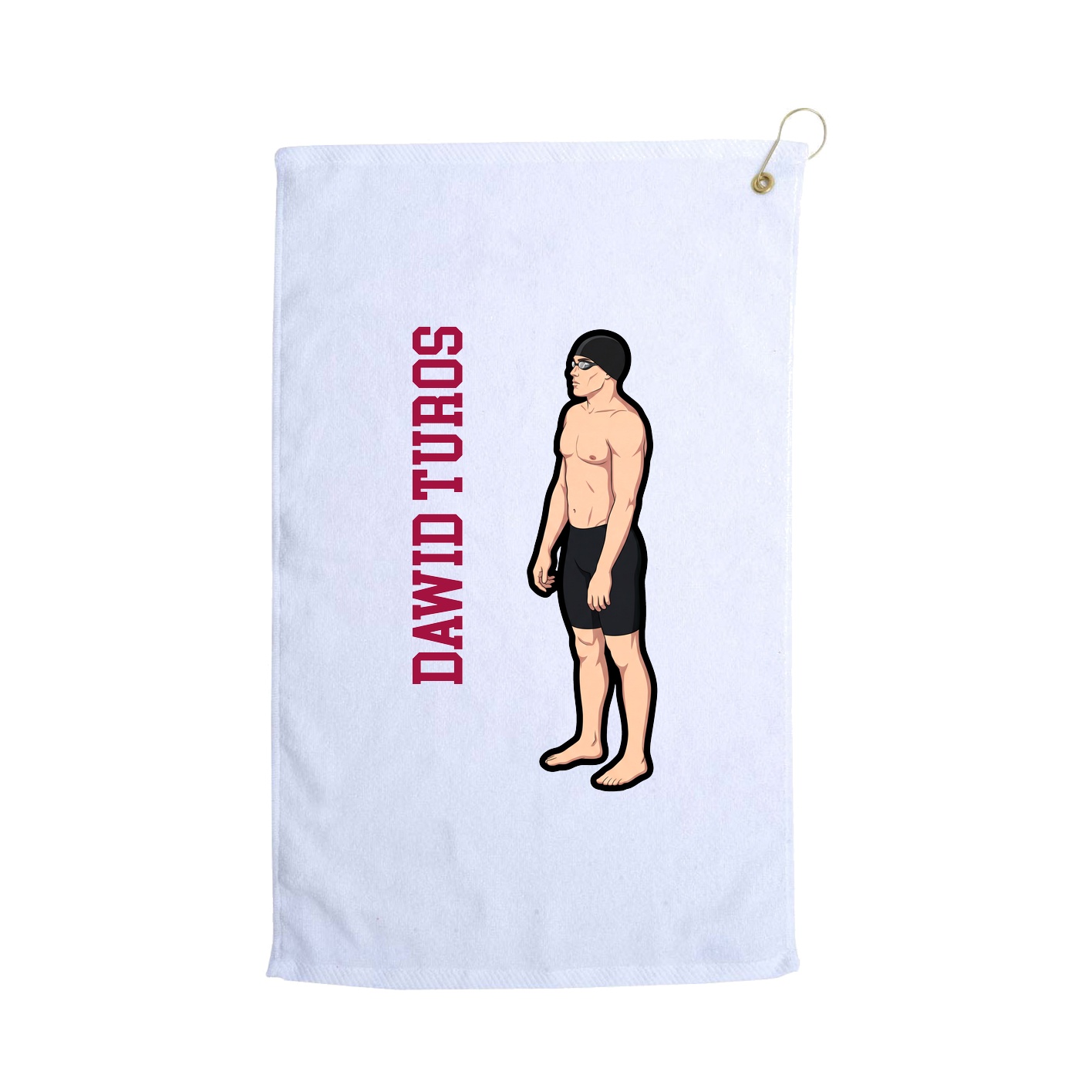 Golf Towel — Name Vertical in White