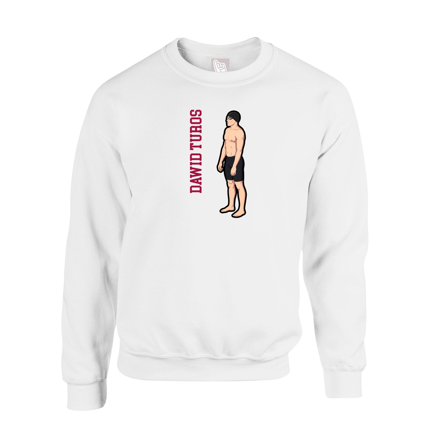 Fleece Crew — Name Vertical in White
