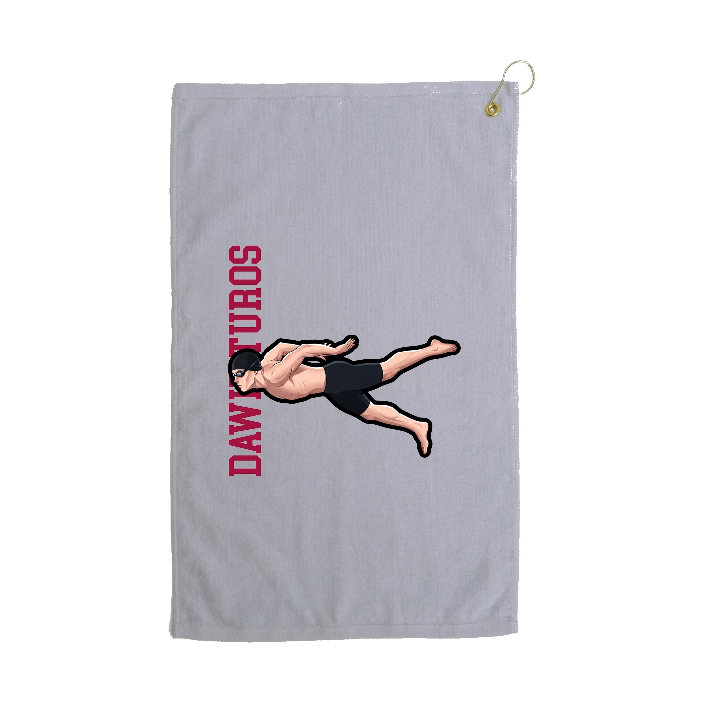 Golf Towel — Name Vertical in Grey