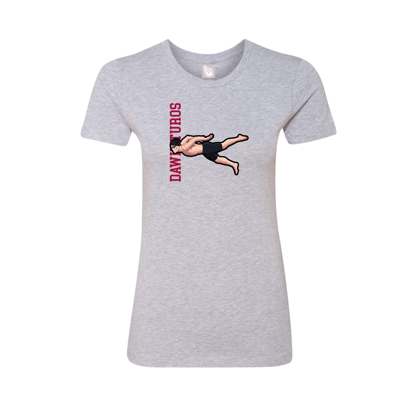 Fitted Women's Tee — Name Vertical in Grey