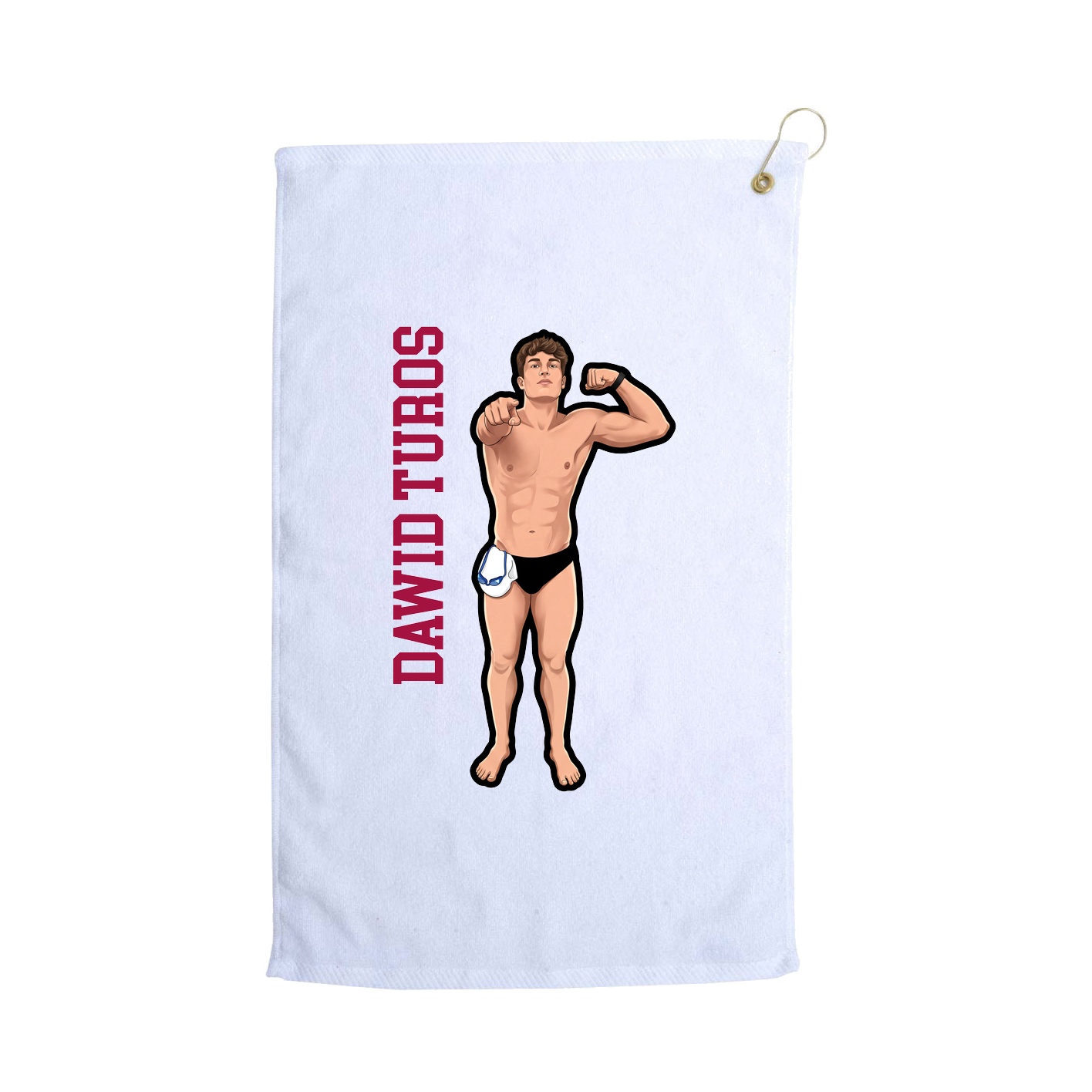 Golf Towel — Name Vertical in White