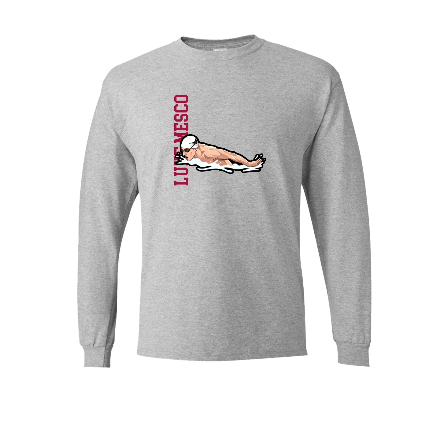 Long Sleeve Tee — Name Vertical in Grey