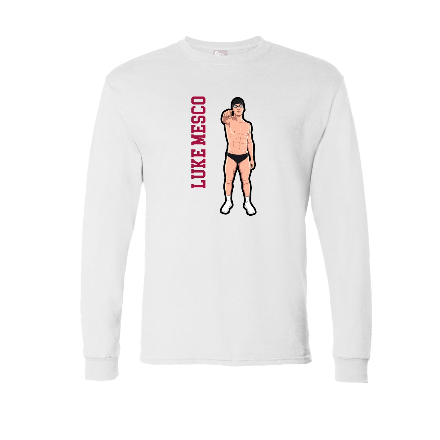 Long Sleeve Tee — Name Vertical in White