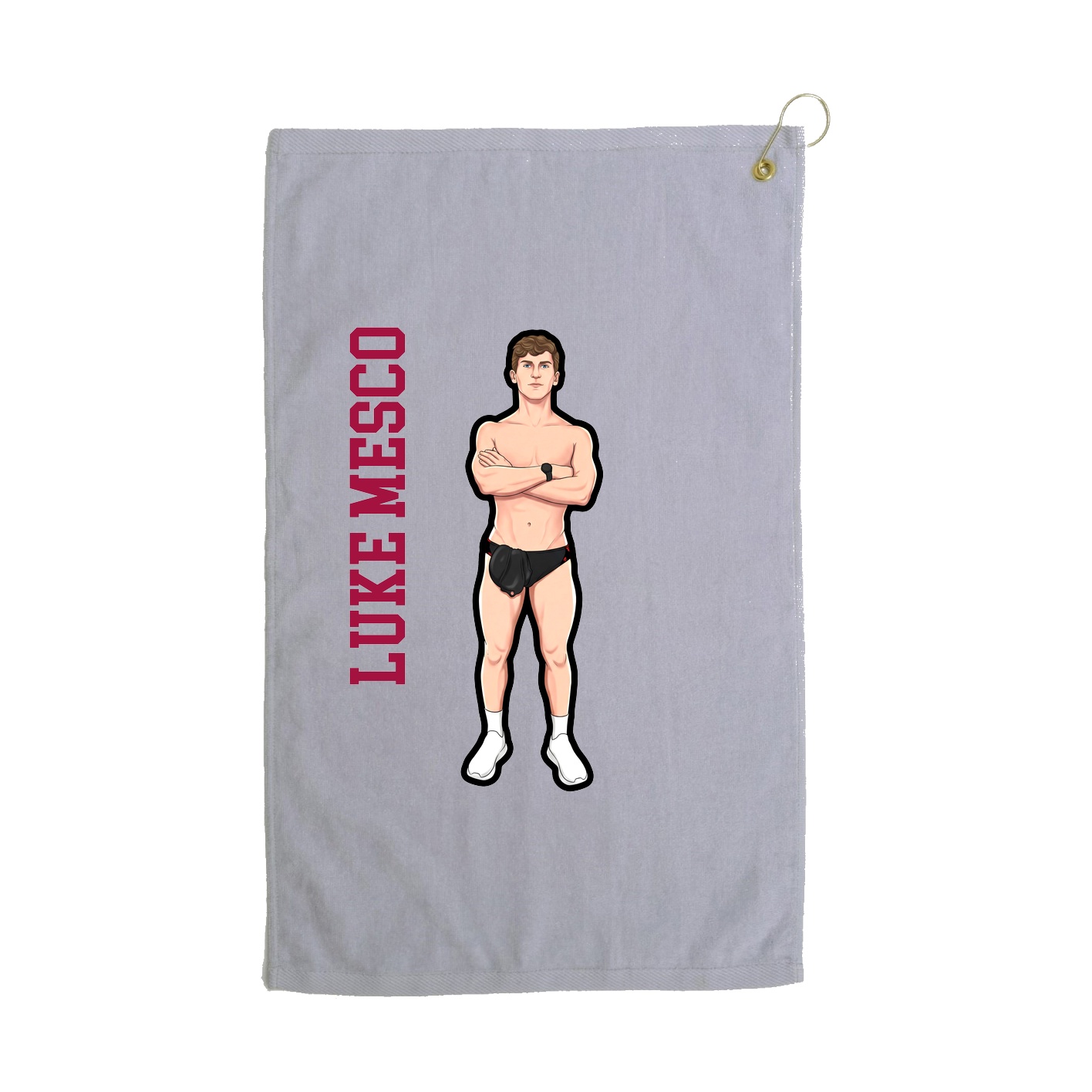 Golf Towel — Name Vertical in Grey