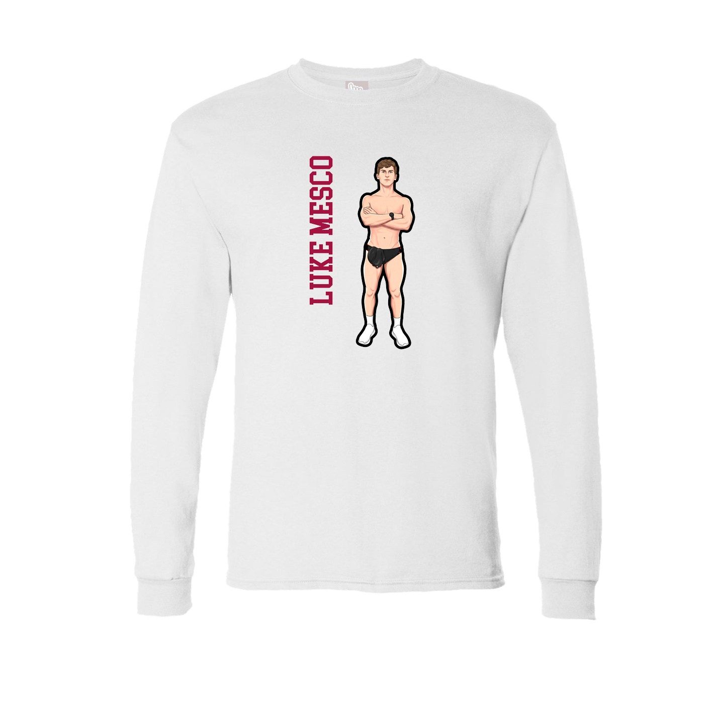 Long Sleeve Tee — Name Vertical in White