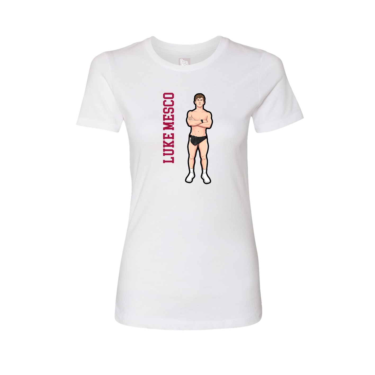Fitted Women's Tee — Name Vertical in White