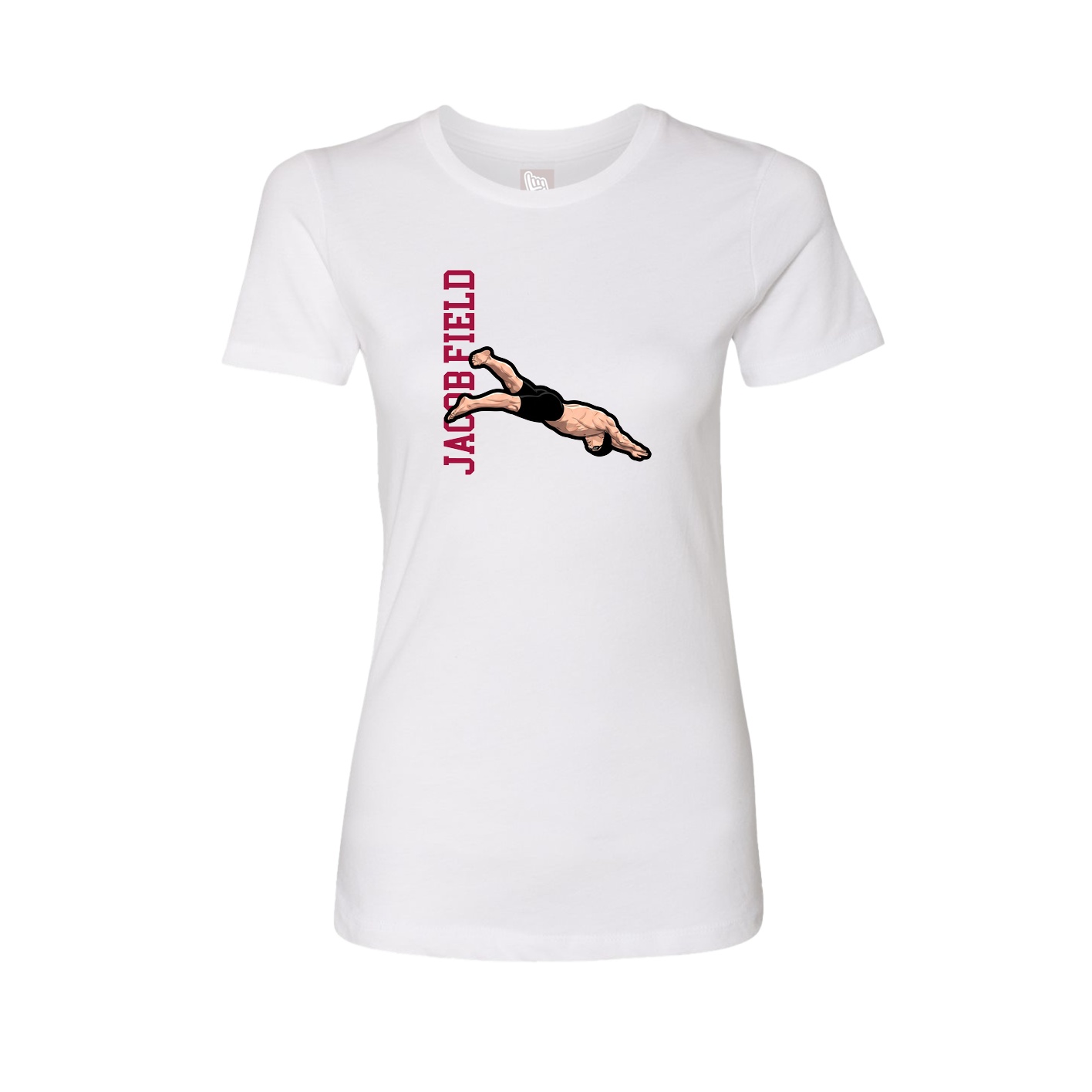 Fitted Women's Tee — Name Vertical in White