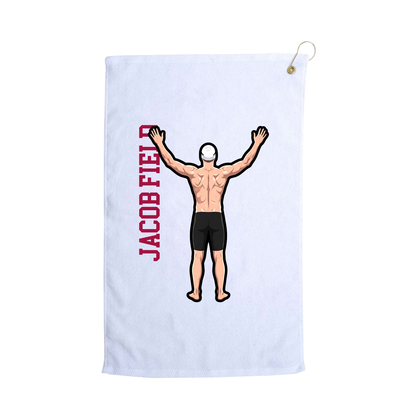 Golf Towel — Name Vertical in White