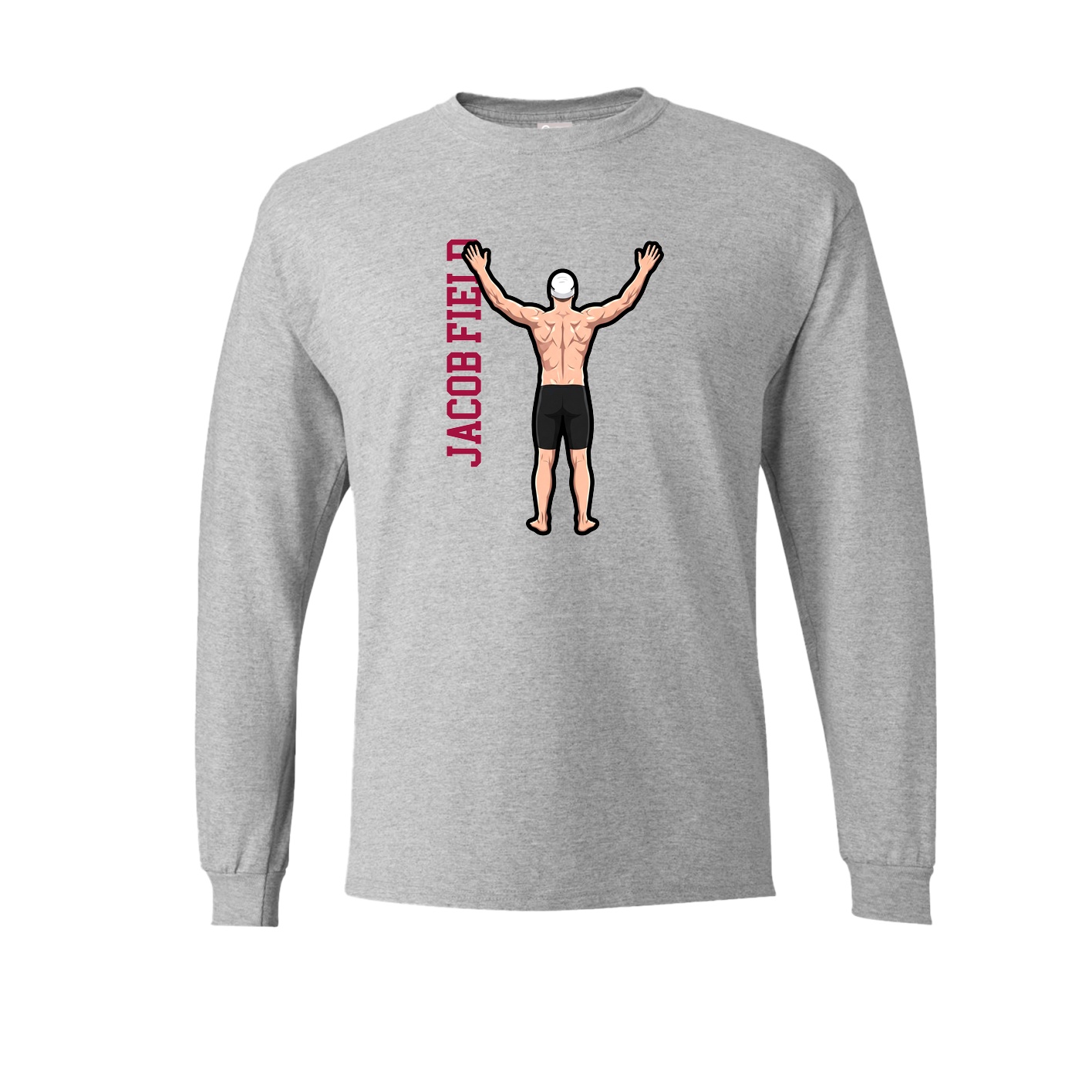 Long Sleeve Tee — Name Vertical in Grey