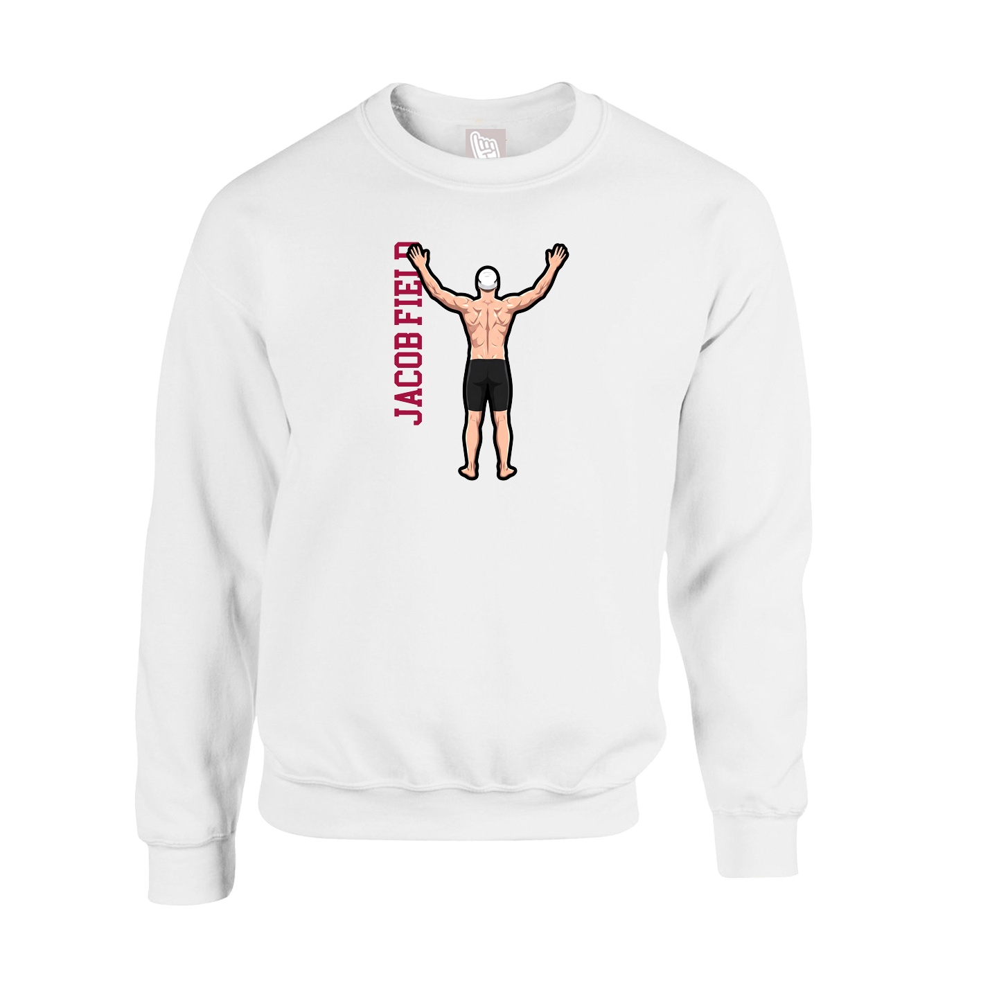 Fleece Crew — Name Vertical in White