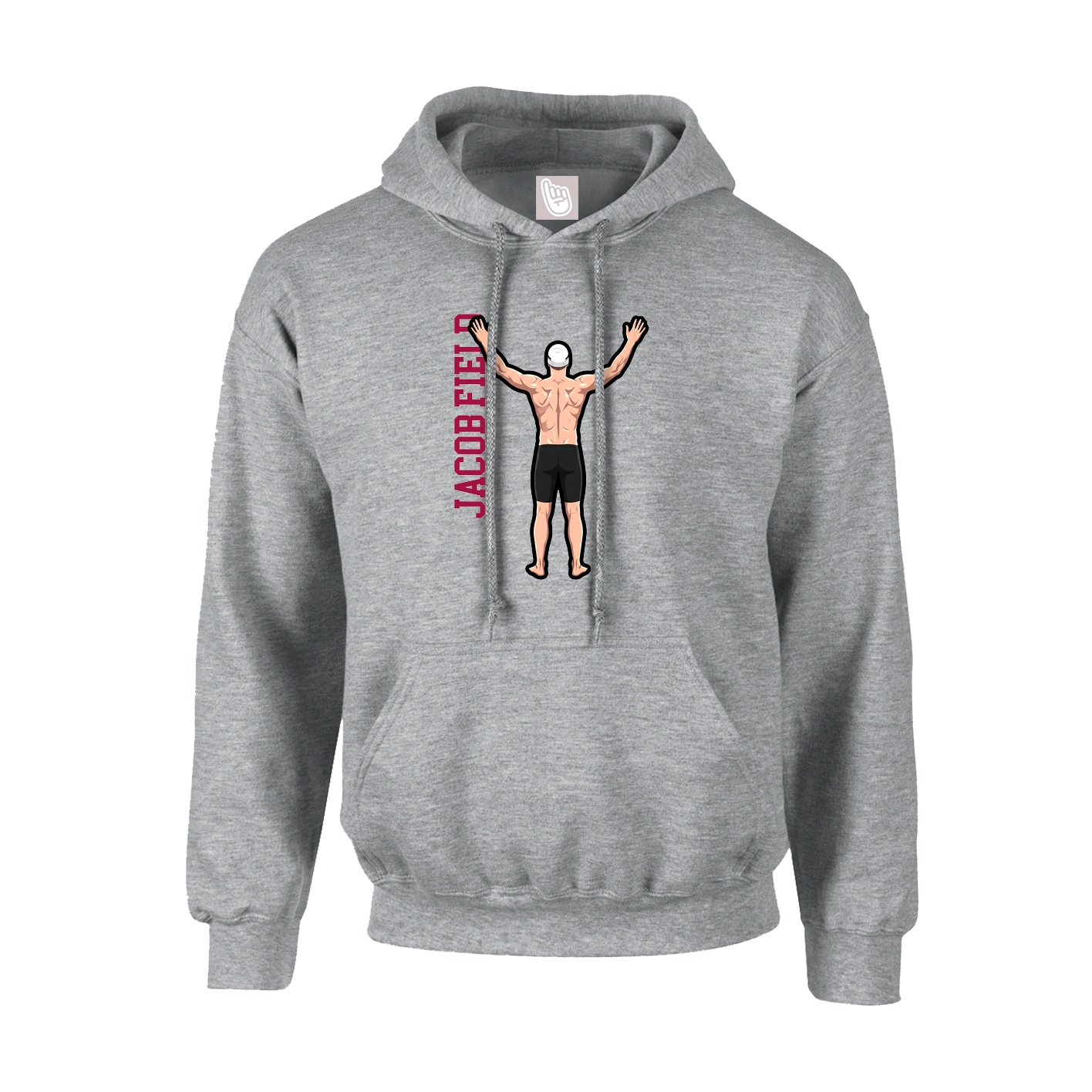 Youth Hoodie — Name Vertical in Grey