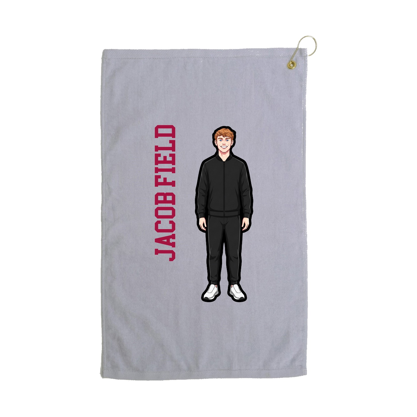 Golf Towel — Name Vertical in Grey