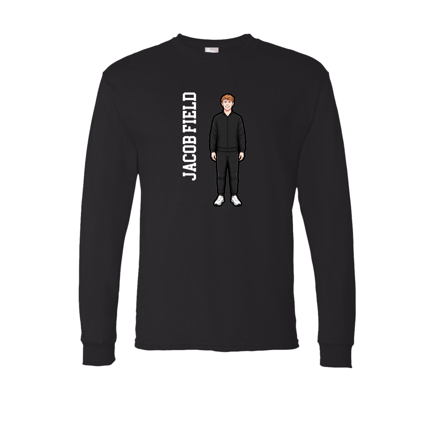 Long Sleeve Tee — Name Vertical in Black
